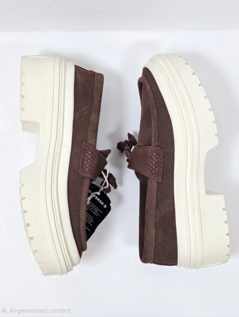 Converse Chuck Taylor Suede Lugged Heel Loafers Chocolate Brown Platforms Sz 7.5